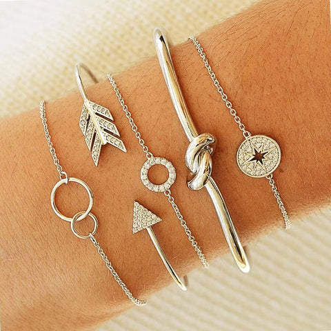 Celestial Marble Crystals and Gemstone 5 Piece Bracelet Set - 25+ Styles Available - ALILY