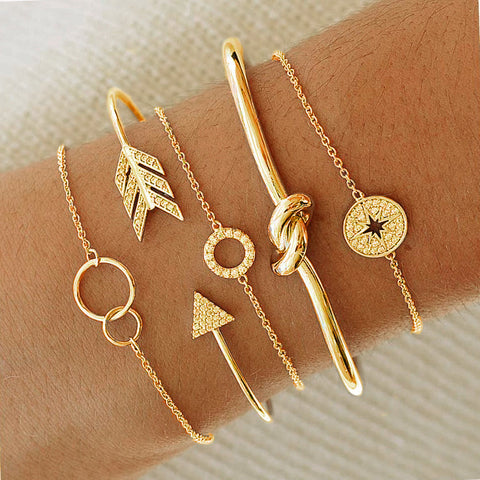 Celestial Marble Crystals and Gemstone 5 Piece Bracelet Set - 25+ Styles Available - ALILY