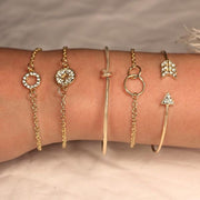 5 Piece Pav'e Loveknot Bracelet Gold Set ITALY Design  - ALILY