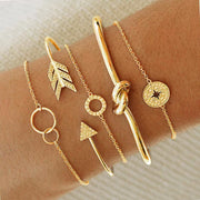 5 Piece Pav'e Loveknot Bracelet Gold Set ITALY Design  - ALILY