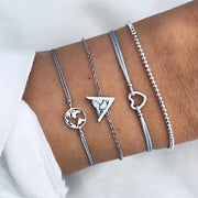 White Marble Pyramid Filigree World 4 Piece Bracelet Set ITALY Design  - ALILY