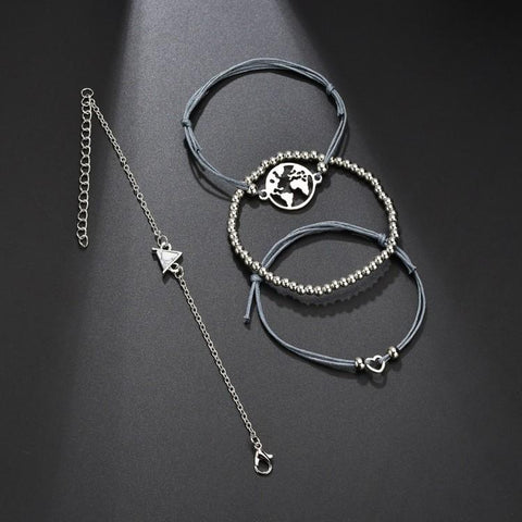 White Marble Pyramid Filigree World 4 Piece Bracelet Set ITALY Design  - ALILY