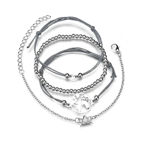 White Marble Pyramid Filigree World 4 Piece Bracelet Set ITALY Design  - ALILY