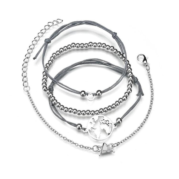 White Marble Pyramid Filigree World 4 Piece Bracelet Set ITALY Design  - ALILY