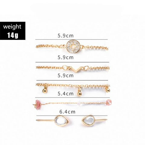5 Piece Pink Crystal Celestial Bracelet Set ITALY Design  - ALILY