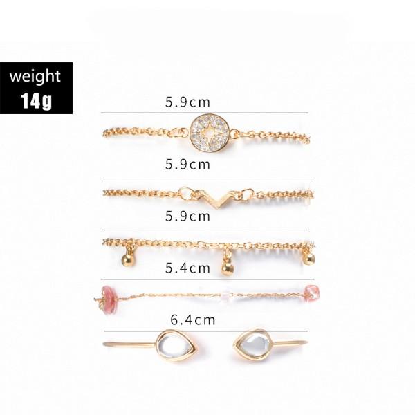 5 Piece Pink Crystal Celestial Bracelet Set ITALY Design  - ALILY
