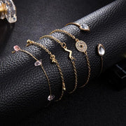 5 Piece Pink Crystal Celestial Bracelet Set ITALY Design  - ALILY