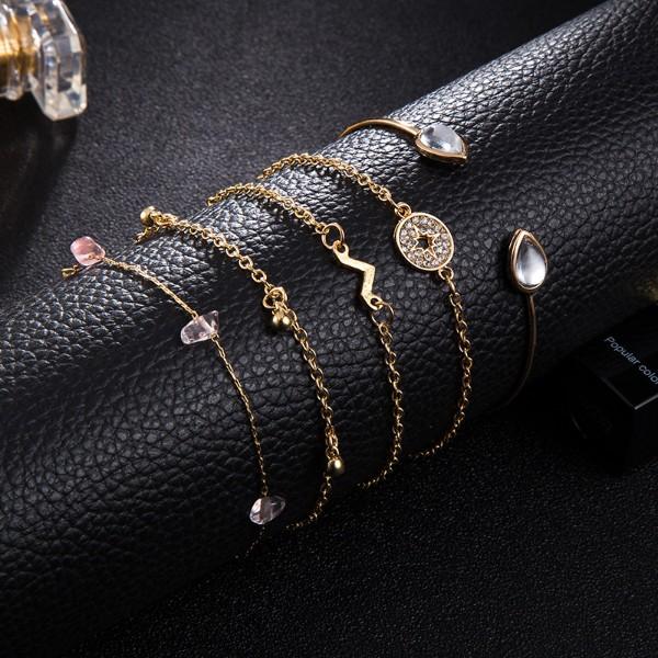 5 Piece Pink Crystal Celestial Bracelet Set ITALY Design  - ALILY