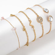 5 Piece Pink Crystal Celestial Bracelet Set ITALY Design  - ALILY