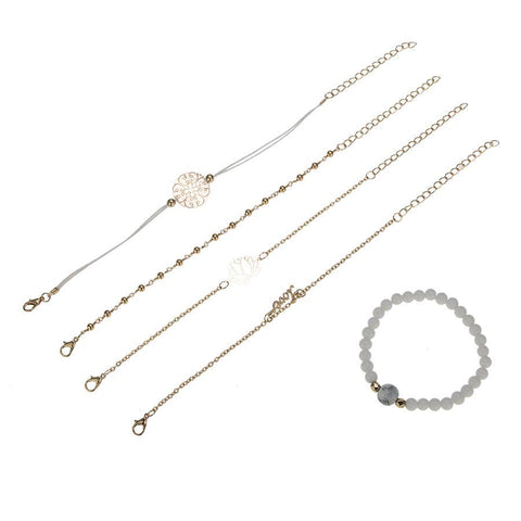 Arcoris White Marble Filigree Pendant & Love 5 Piece Bracelet Set ITALY Design  - ALILY