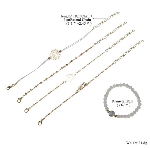 Arcoris White Marble Filigree Pendant & Love 5 Piece Bracelet Set ITALY Design  - ALILY