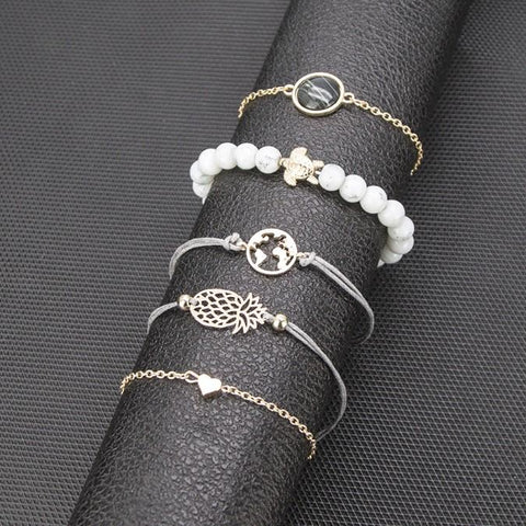 Pineapple Express Black Marble 5 Piece Bracelet Set ITALY Design  - ALILY
