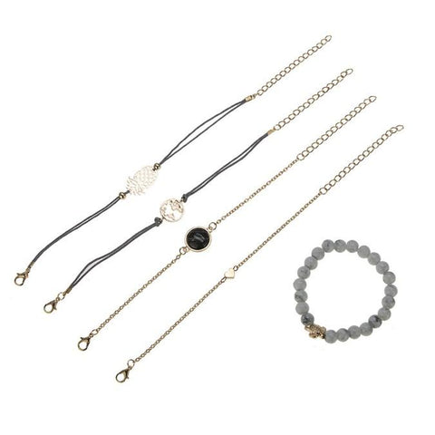 Pineapple Express Black Marble 5 Piece Bracelet Set ITALY Design  - ALILY