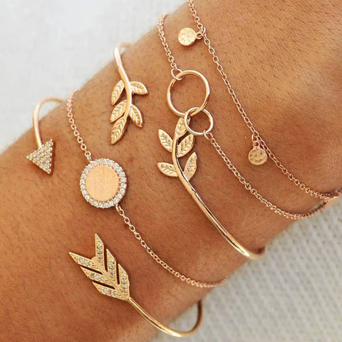 Celestial Marble Crystals and Gemstone 5 Piece Bracelet Set - 25+ Styles Available - ALILY