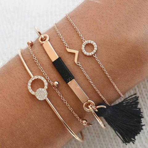 Celestial Marble Crystals and Gemstone 5 Piece Bracelet Set - 25+ Styles Available - ALILY