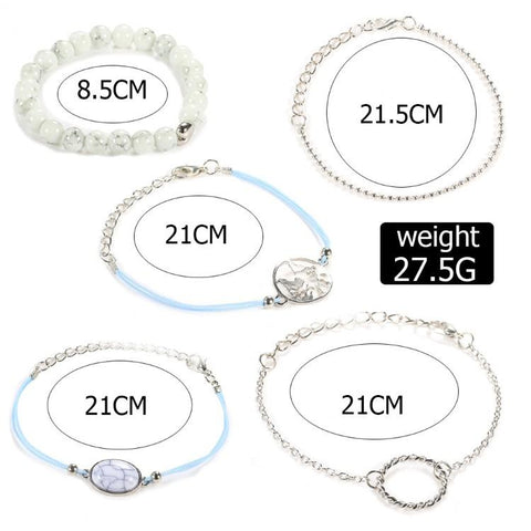 White Marble Filligree Strectch 5 Piece Bracelet ITALY Design  - ALILY