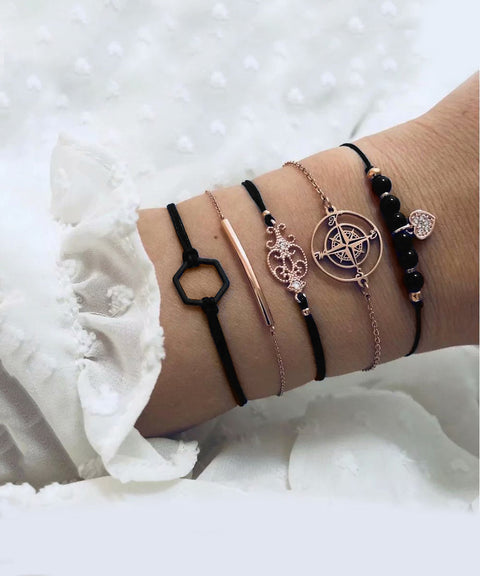 Celestial Marble Crystals and Gemstone 5 Piece Bracelet Set - 25+ Styles Available - ALILY