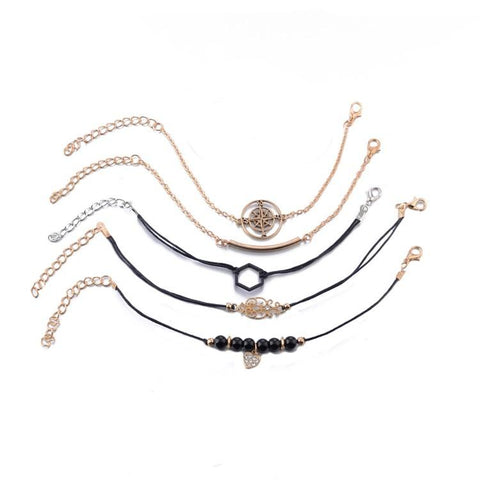 Searching For The Stars Black Marble 5 Piece Bracelet ITALY Design  - ALILY