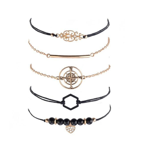 Searching For The Stars Black Marble 5 Piece Bracelet ITALY Design  - ALILY