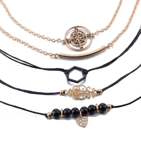 Searching For The Stars Black Marble 5 Piece Bracelet ITALY Design  - ALILY