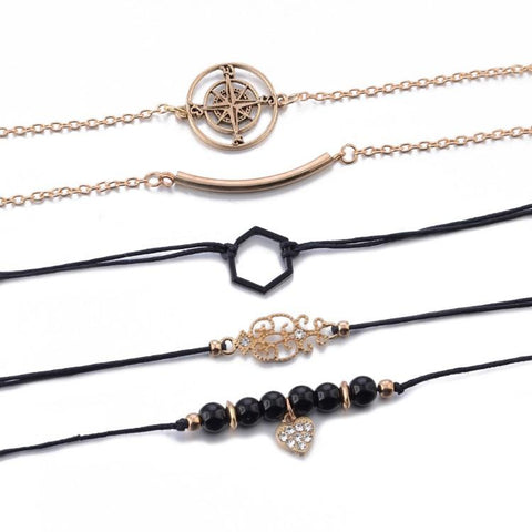 Searching For The Stars Black Marble 5 Piece Bracelet ITALY Design  - ALILY