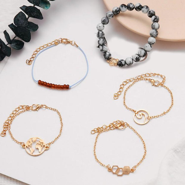 Cleaning Our Oceans Marble 5 Piece Bracelet Set ITALY Design  - ALILY