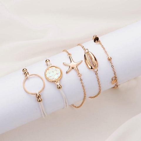 Oceanic Inspired Seashell 5 Piece Bracelet Set ITALY Design  - ALILY