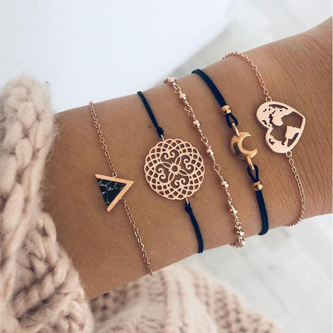 Celestial Marble Crystals and Gemstone 5 Piece Bracelet Set - 25+ Styles Available - ALILY