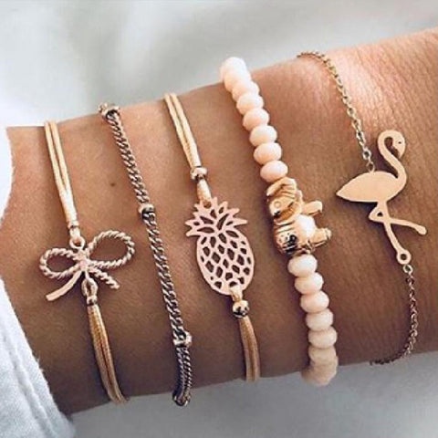 Celestial Marble Crystals and Gemstone 5 Piece Bracelet Set - 25+ Styles Available - ALILY