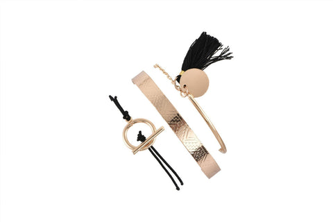 Egyptian Design Gold Ingrain Black Tassel 3 Piece Set ITALY Design  - ALILY