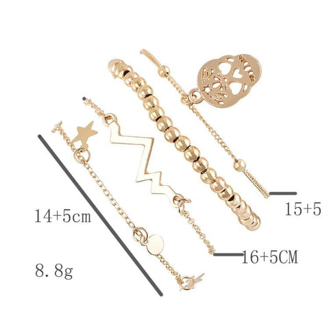 Halloween Inspired Heart-Pulse Four Piece Bracelet Set ITALY Design  - ALILY