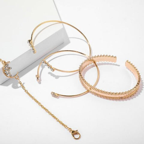 White Crystal Celestial 4 PC Bangle Set in 14K Gold ITALY Design  - ALILY