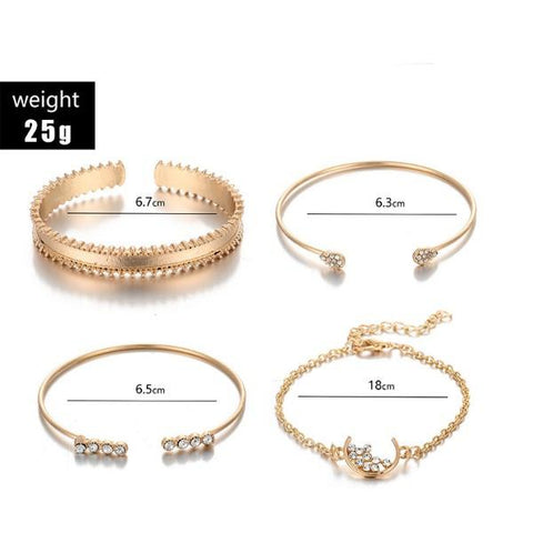 White Crystal Celestial 4 PC Bangle Set in 14K Gold ITALY Design  - ALILY