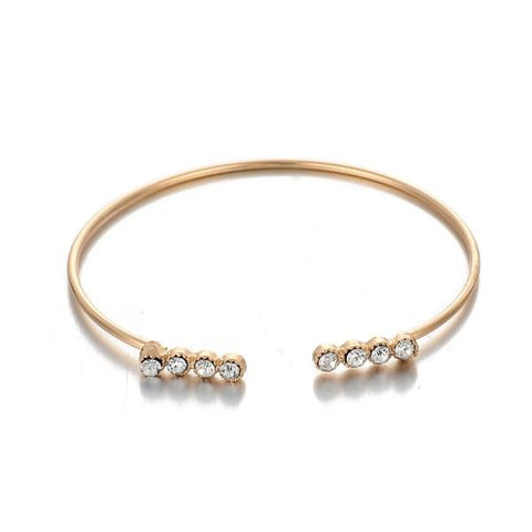 White Crystal Celestial 4 PC Bangle Set in 14K Gold ITALY Design  - ALILY