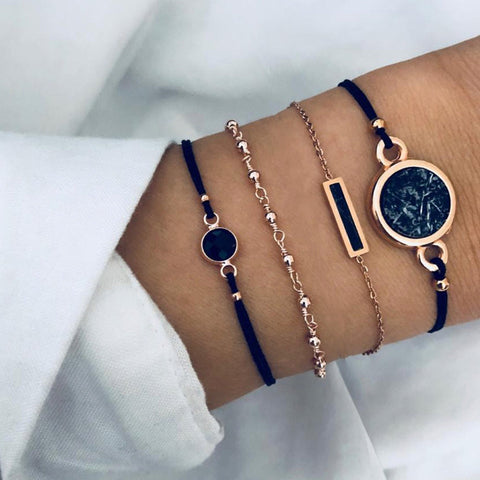 Celestial Marble Crystals and Gemstone 5 Piece Bracelet Set - 25+ Styles Available - ALILY