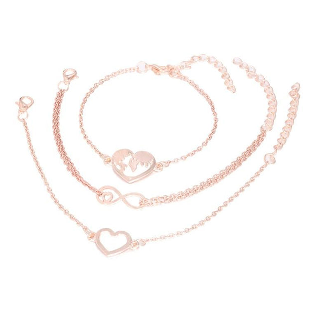 Love & Peace in the World Rose Gold 3 Piece Set ITALY Design  - ALILY