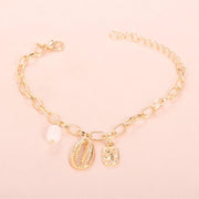 Chunky Sea Shell Pendants 3 Piece Bracelet in 14K Gold Plating