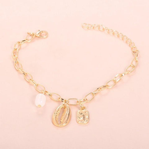 Chunky Sea Shell Pendants 3 Piece Bracelet in 14K Gold Plating