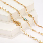 Turquoise Sea-Shell 3 Piece Bracelet Set in 14K Gold ITALY Design  - ALILY