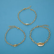 Turquoise Sea-Shell 3 Piece Bracelet Set in 14K Gold ITALY Design  - ALILY