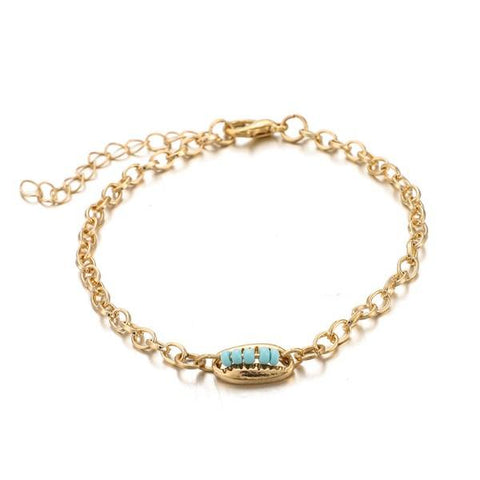 Turquoise Sea-Shell 3 Piece Bracelet Set in 14K Gold ITALY Design  - ALILY
