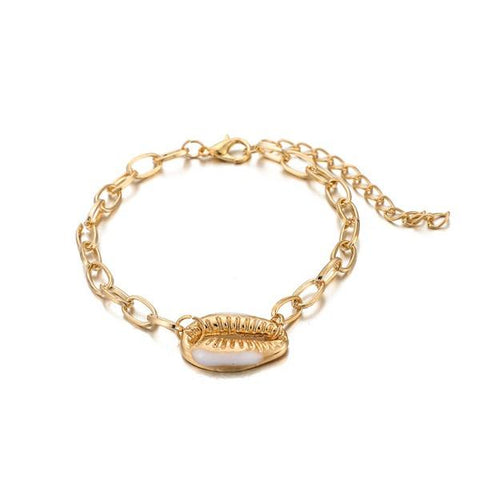 Turquoise Sea-Shell 3 Piece Bracelet Set in 14K Gold ITALY Design  - ALILY