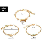 Turquoise Sea-Shell 3 Piece Bracelet Set in 14K Gold ITALY Design  - ALILY