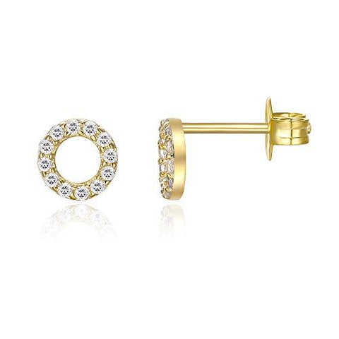 6mm Pave Disc Stud Earring with Swarovski Crystals - 14K Gold Plated, Earring, ALILY , ALILY   jewelryjewelry deals, swarovski crystal jewelry, groupon jewelry,, jewelry for mom, 