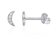6mm Pave Cresent Stud Earring with Swarovski Crystals - 14K White Gold Plated, Earring, ALILY , ALILY   jewelryjewelry deals, swarovski crystal jewelry, groupon jewelry,, jewelry for mom, 