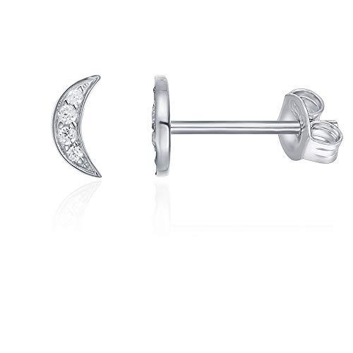 6mm Pave Cresent Stud Earring with Swarovski Crystals - 14K White Gold Plated, Earring, ALILY , ALILY   jewelryjewelry deals, swarovski crystal jewelry, groupon jewelry,, jewelry for mom, 