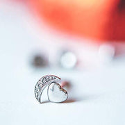6mm Pave Cresent Stud Earring with Swarovski Crystals - 14K White Gold Plated, Earring, ALILY , ALILY   jewelryjewelry deals, swarovski crystal jewelry, groupon jewelry,, jewelry for mom, 