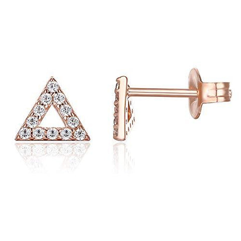6mm Pave Triangle Stud Earring with Swarovski Crystals - 14K Rose Gold Plated, Earring, ALILY , ALILY   jewelryjewelry deals, swarovski crystal jewelry, groupon jewelry,, jewelry for mom, 