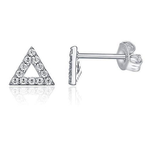 6mm Pave Triangle Stud Earring with Swarovski Crystals - 14K White Gold Plated, Earring, ALILY , ALILY   jewelryjewelry deals, swarovski crystal jewelry, groupon jewelry,, jewelry for mom, 