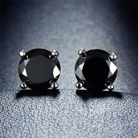 Black Onyx Embellished with Swarovski Crystals 7mm Stud Earringin 18K White Gold Plated, Earring, ALILY , ALILY   jewelryjewelry deals, swarovski crystal jewelry, groupon jewelry,, jewelry for mom, 